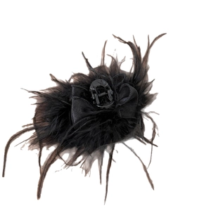 Elegant black feather bow hair claw clip for women's sophisticated updo hairstyles