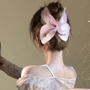 Eleganter Schmetterling Haarklammer Mit Tüllflügeln Und Strass-Verzierung Für Damen Süßer Stoff Fee Hai Clip Kopfschmuck