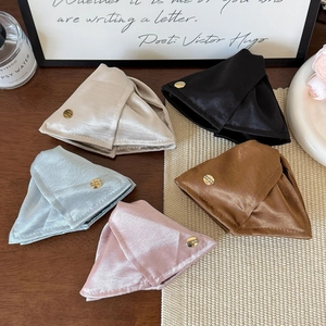 Five-piece set of satin triangle hair claws in multiple colors with gold metal plates
