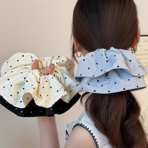 Übergroße Stoff Haargummis Mit Punkten Rüschen Elastische Haarbänder Große Pferdeschwanz Halter Haarschmuck Für Damen Mode