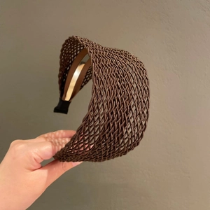 Bohemian hollow woven wide headband in brown vintage style for women and girls