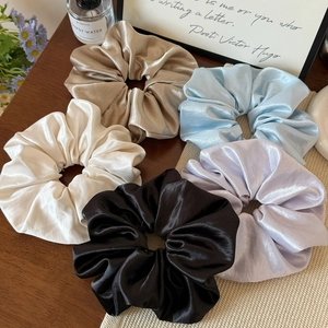 Set aus fünf eleganten Satin-Haargummis in verschiedenen Pastellfarben für Damenmode