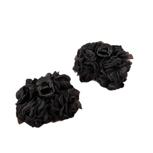 Lot de deux pinces à cheveux élégantes en tulle noir avec fleurs multicouches