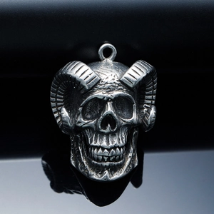 Men's Stainless Steel Ram Horn Skull Pendant Gothic Hip Hop Punk Style Retro Large Skull Necklace Jewelry Gift For Men