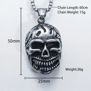Gotische Totenkopf-Halskette im Punk-Stil, 50mm x 25mm Anhänger mit massiver Box-Kette