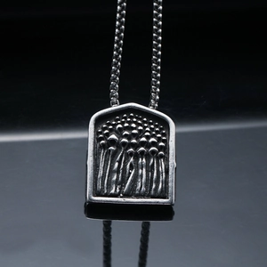 Gothic Titanium Steel Pendant Necklace Retro Reaper Cloak Character Relief Shield Pendant For Men Women Punk Jewelry
