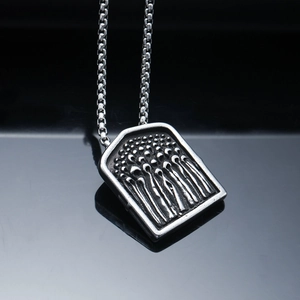 Vintage punk grim reaper pendant in silver stainless steel with box chain necklace