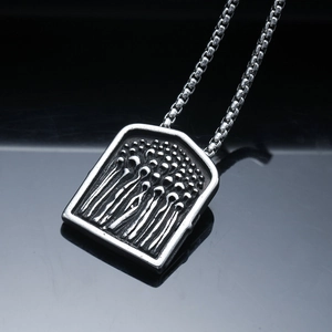 Vintage punk Grim Reaper cloak pendant in silver steel with textured embossed design