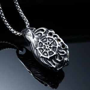 Collier corbeau en acier inoxydable avec pendentif double face bien et mal