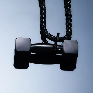 Mattschwarze Hantel-Anhänger Halskette mit Box-Kette für Fitness-Liebhaber