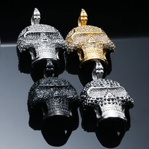 Hip Hop Titanium Steel Skull Pendant Necklace For Men Women Trendy Personality Multi-color Full Rhinestone Skull Pendant Gothic Punk Jewelry