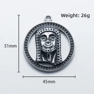 Retro Egyptian pharaoh stainless steel pendant with dimensions 51mm by 45mm and 26g weight