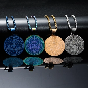 Vintage Edelstahl Salomonssiegel Hexagramm Anhänger Halskette Goth Punk Tetragrammaton Amulett Schutz Schmuck Für Herren Damen