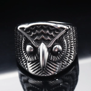 Vintage Owl Head Ring Titanium Stainless Steel Retro Punk Gothic Hip Hop Animal Band Rings For Men Party Jewelry