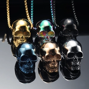 Collana con Ciondolo a Teschio Hip Hop in Acciaio Inossidabile al Titanio Gioielli Punk Gotici per Uomo Donna Regalo di Festa