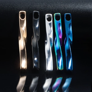Stainless Steel Twisted Long Strip Spiral Bar Pendant Necklace Minimalist Fashion Jewelry Accessories For Men Women