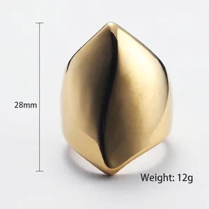 Minimalist gold twisted irregular ring made of polished stainless steel, 28mm high
