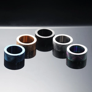 Industrial Titanium Steel Band Ring For Men Twill Knurled Texture Electroplated Rainbow Black Gold Silver Stainless Steel Rings