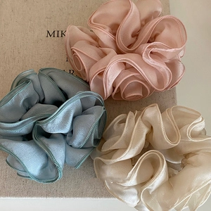 Eleganti Elastici in Tessuto con Rose Grandi in Garza di Rete per Coda di Cavallo Fatti a Mano Dolci Fasce Elastiche per Capelli da Donna Quotidiani
