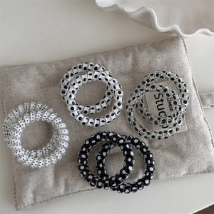 Polka Dot Spiral Hair Ties Korean Style High Elastic Telephone Wire Hair Rings Plastic Resin Fashion Accessories For Women Girls