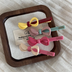 Kontrastfarbe Acetat Schleife Haarklammer Süß Handgemacht Entenschnabel Seitenclip Für Damen Mädchen Haarschmuck