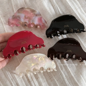 French Style Cellulose Acetate Hair Claw Clip Elegant Gold Label Barrette La France Medium Shark Clip For Women Hair Styling Accessory