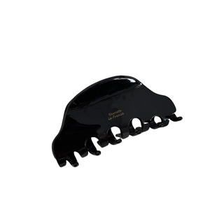 Classic black acetate hair claw clip with gold Barrette La France lettering for women