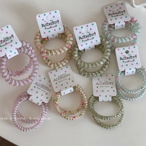 Korean Style Candy Color Floral Spiral Telephone Line Hair Ties High Elasticity Non Marking Resin Hair Bands For Women Girl Jewelry