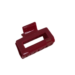 Elegant burgundy acetate rectangular hair claw clip with gold France Handmade logo