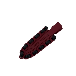 Retro dark red leather woven alloy hair clip with elegant chain style for hair styling