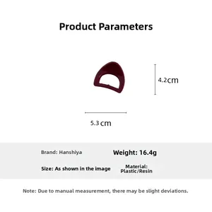 Detail showing dimensions of burgundy crescent hair claw clip in 5.3cm width