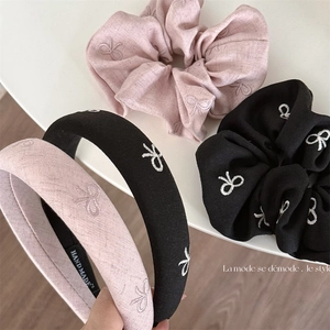 Accessoires de Cheveux en Tissu Nœud Papillon Brodé Chouchous Serre-tête Épaissi pour Femmes Décoration de Cheveux Quotidienne