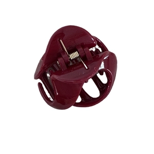 Elegant deep red triangle hair claw clip with glossy finish and strong silver spring