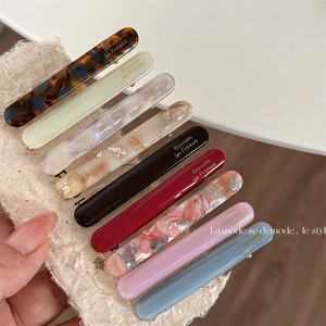French Minimalist Cellulose Acetate Rectangle Hair Clip Alloy Barrette Solid Color Bangs Clip Elegant Hair Jewelry For Women