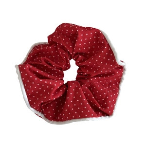 Chouchou rétro rouge à pois blancs avec bordure contrastée pour cheveux de femme