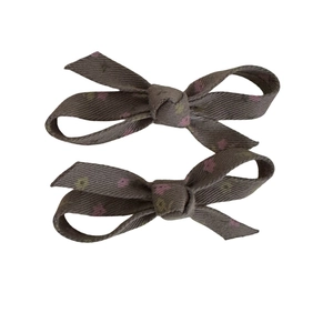 Pinzas para el pelo con lazo y estampado floral en gris oscuro para niñas accesorios