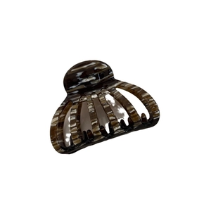 Elegant tortoiseshell acetate seashell claw clip with brown and white marble texture