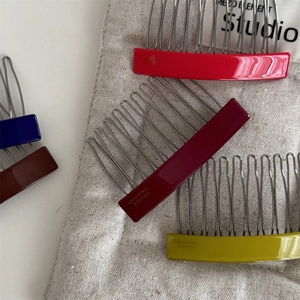 Handmade colorful acetate hair side combs with metal teeth for versatile daily styling