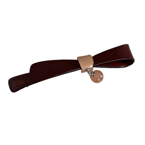 Barrette à cheveux faite main bicolore bordeaux et nude avec un élégant pendentif perle