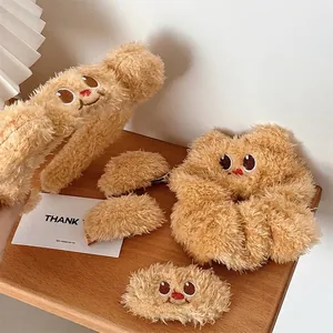 Cute Cartoon Bear Plush Hair Clip For Women Autumn Winter Furry Claw Clip Hairband Sweet Girl Hair Accessory Headwear