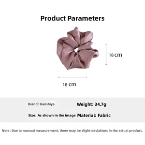 Detail view of 18cm oversized satin scrunchie showing large size and smooth fabric texture
