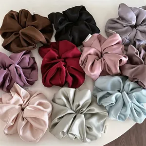 Oversized Satin Scrunchies Satiny Fabric Hair Ties Elegant Handmade Large Ponytail Holder For Women Daily Hair Accessories