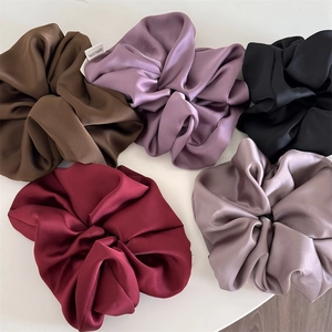 Five-piece set of elegant satin oversized hair scrunchies in various rich colors