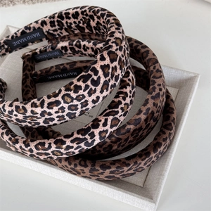 Vintage leopard print velvet sponge headbands set with handmade textile label