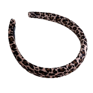 Handmade leopard print velvet sponge headband with retro style for women hair accessory