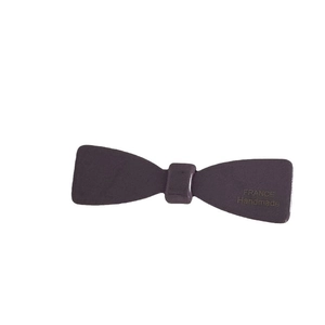 Barrette nœud en acétate violet mat avec inscription France Handmade dorée