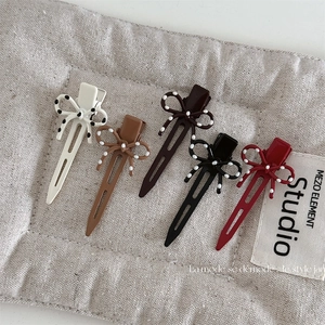 Dolce Fermaglio per Capelli con Fiocco a Pois in Lega di Resina Retrò Senza Cuciture a Becco d'Anatra Accessorio Donna Ragazze Stile Coreano