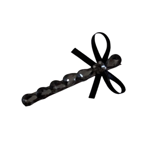 Barrette à cheveux élégante avec nœud en ruban noir et strass brillants