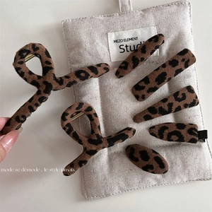 Pinza per Capelli in Tessuto con Stampa Leopardata Grandi Fermagli per Capelli Donna Ragazze Accessori per Capelli Autunno