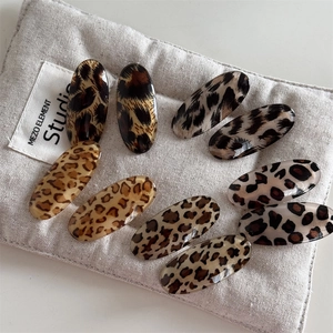 Vintage Leopard Print Oval Hair Clips Acetate Resin Duckbill Clips For Women Korean Fashion Animal Pattern Hair Accessories